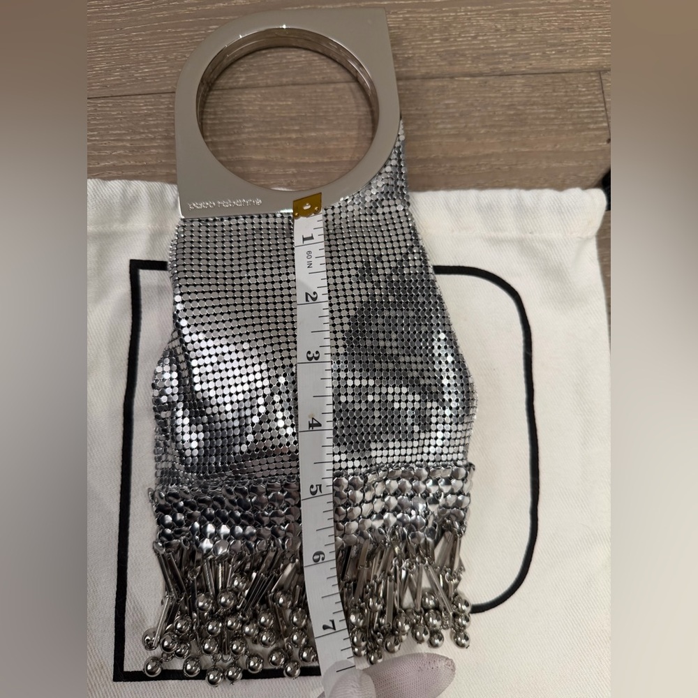 Paco Rabanne Metallic Silver Chainmail Bag with Gold Fringe - Picture 15 of 16